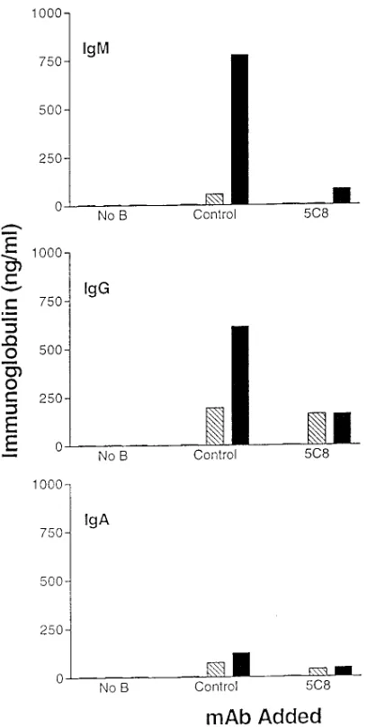 Figure 6. RA PB and SF T cells induce B cell Ig production. 5 of the blocking anti–CD40-L mAb, 5C8, or control mAb