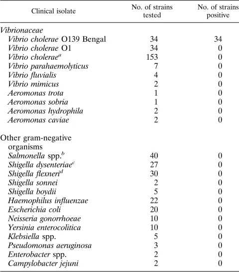 TABLE 1. Results of PCR ampliﬁcation with O139-speciﬁc primerswith different clinical bacterial isolates