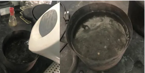 Figure 10 – Water being added to the sample to dissolve the salt from the structure. 