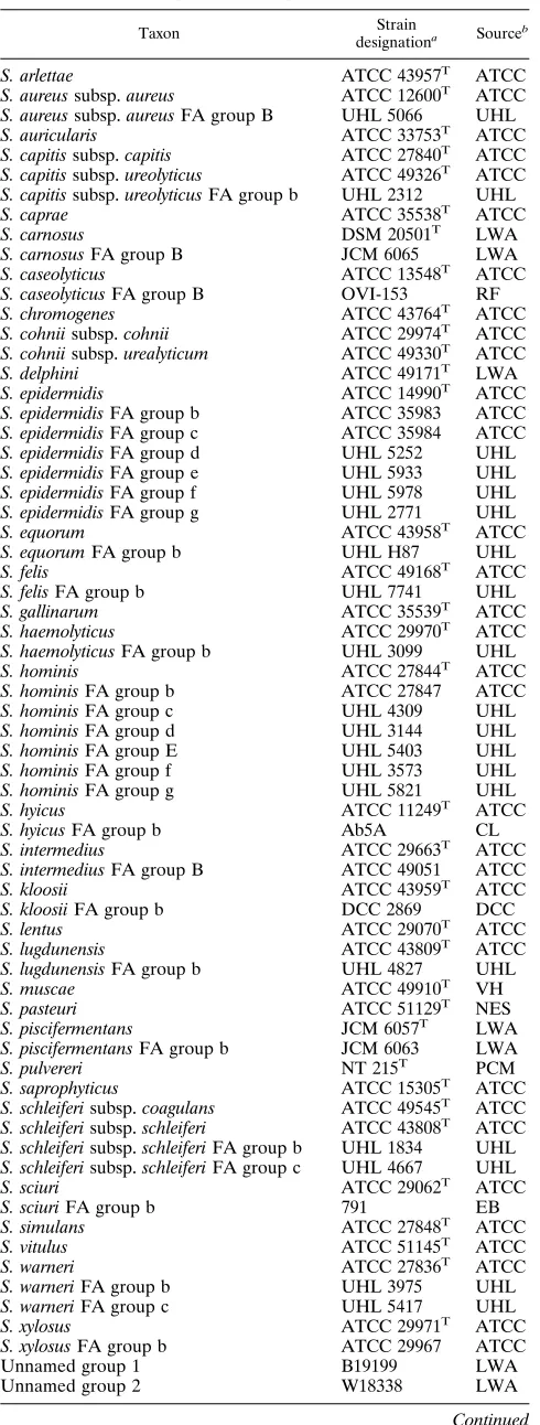 TABLE 1. Staphylococcal type and reference strains