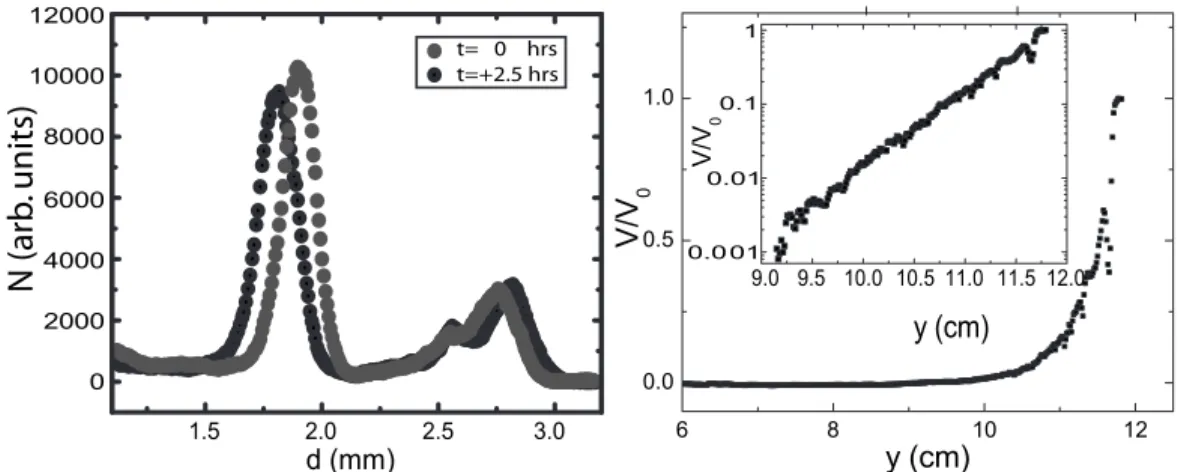 FIG. 3. 共a兲 Size distribution and coarsening over the duration of an experimental run for bidisperse foams