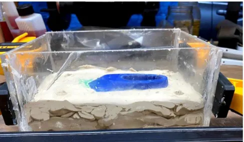 FIGURE 6.2 MOLD BOX ASSEMBLY WITH 3D PRINTED FOOT SHELL EMBEDDED IN CLAY 