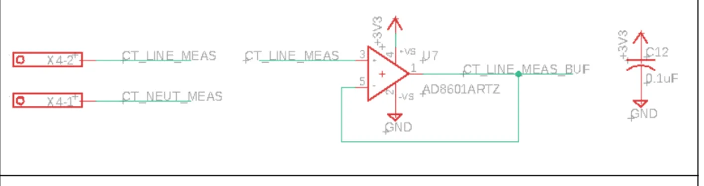 Figure   3.19:   Schematic   Of   Unity   Gain   Voltage   Buffer   Used   for   CT   Measurement  