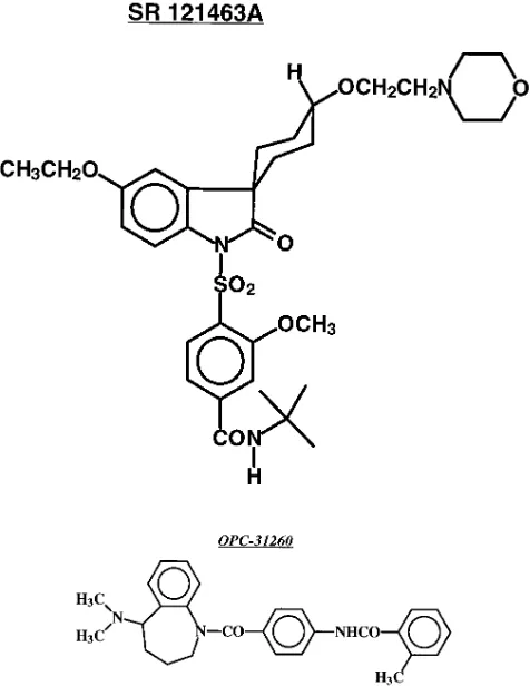 Figure 1. Chemical structure of SR 121463A. (Inset) Structure of OPC-31260 as originally published (24).