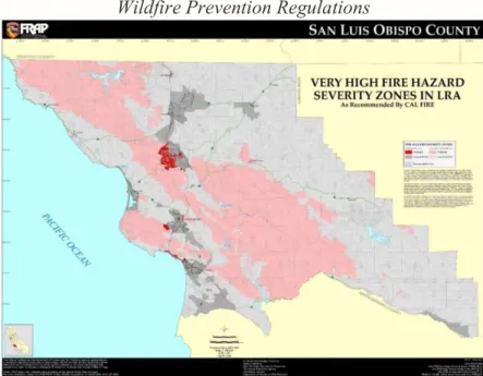 Figure 2: Local Responsibility Area Hazard Severity Map for San Luis Obispo County (“Fire  Hazard Severity Zones Maps”, 2009) 