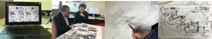 Figure 1. Desk Crits showing site on computer digitally prompting Professor to use hand sketches and physical materials to push design thinking tactically