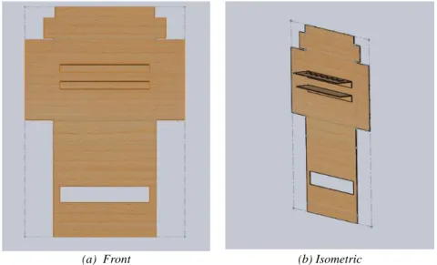 Figure 22. Folded Box Illuminator, Unfolded Front and Isometric Views. 
