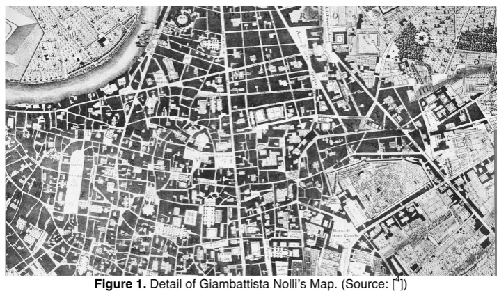 Figure 1. Detail of Giambattista Nolli’s Map. (Source: [4]) 