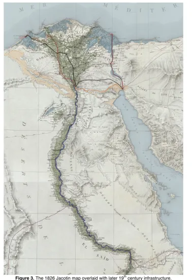 Figure 3. The 1826 Jacotin map overlaid with later 19th century infrastructure. 9