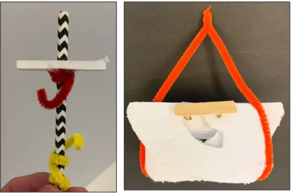 Figure 5. Two prototypes built from craft supplies. We built the prototypes based upon ideas  from the ideation sessions
