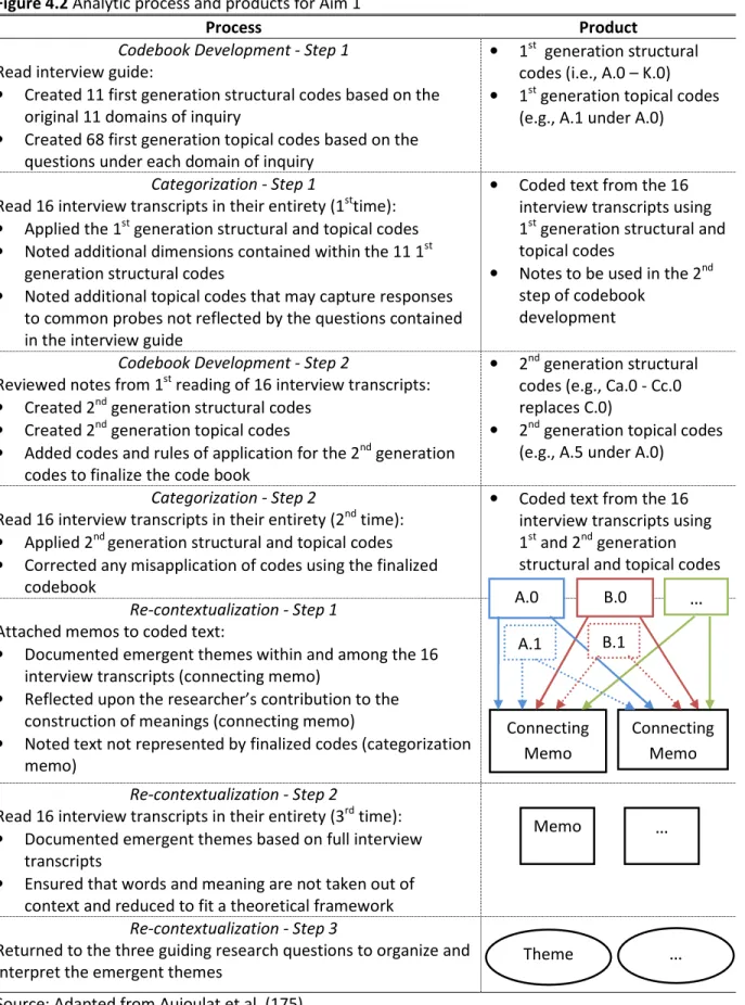 Figure 4.2 Analytic process and products for Aim 1 