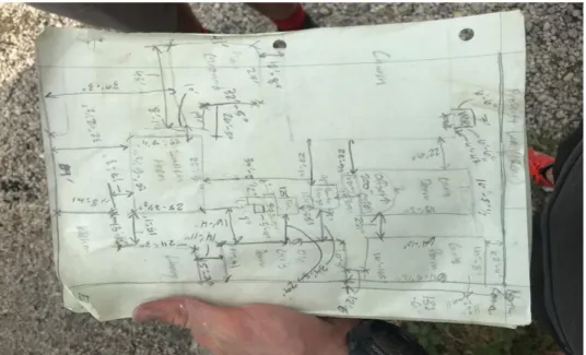 Figure 2. Initial in field drawing with notes. 