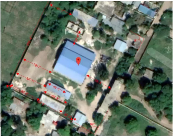 Figure 4. Good Rest Orphanage with angle measurements. 