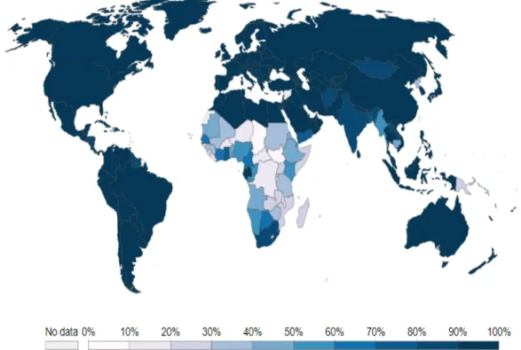 Figure 1-1: Share of Population with Access to Electricity [3]. 