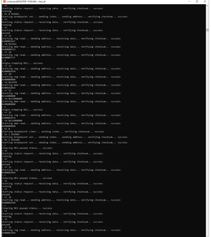Figure 14 - debugging session including single stepping and breakpoints 