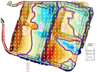 Figure 1. cut/fill map for the earthwork assignment 