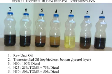 FIGURE  I: B IODIESEL  B LENDS USED FOR  E XPERIMENTATION