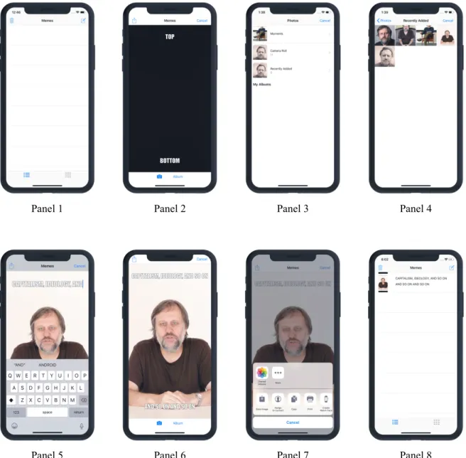 Figure 3.6: Demonstration of an iOS meme-making App 