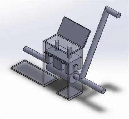 Figure  12 shows the internal  components  of the design. The Floor  Pump Crank Press (FPCP) should  be  mounted to the corner of a table for ease of use