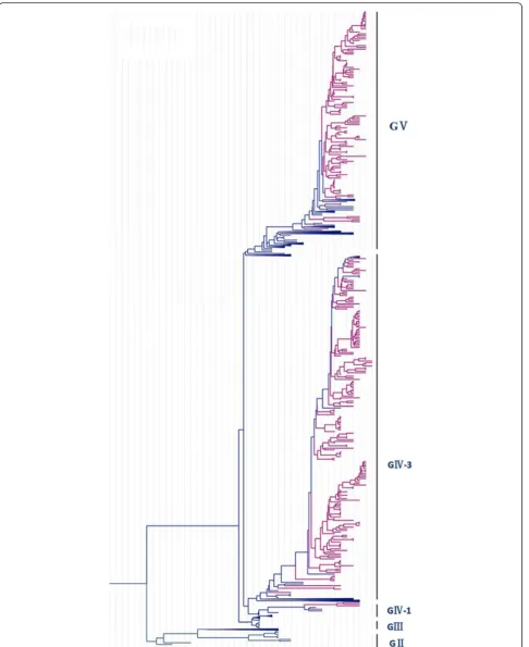 Fig. 4 Phylogenetic analysis of CV-A16 from China. The scale is in units of evolutionary time in years