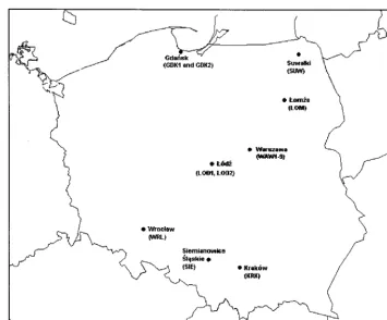 FIG. 1. Locations of hospitals in which the isolates were collected.