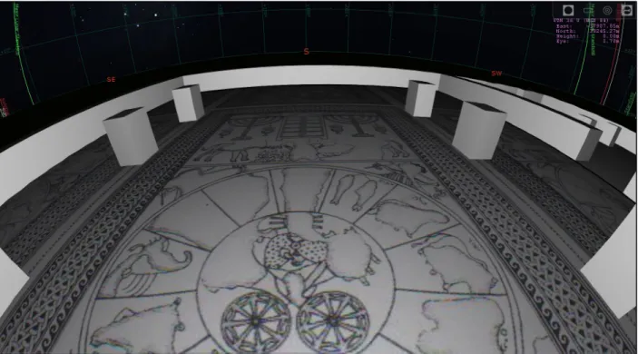 Figure 4. Na'aran foundation model with mosaic floor plan. The top panel of the Temple faces  south toward Jerusalem