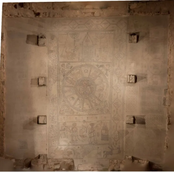 Figure 6. Beth Alpha mosaic floor. Image rendered by author. See the Appendix for details on  model and image creation