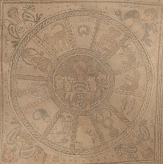 Figure 9. Beth Alpha Helios-zodiac cycle. Image rendered by the author. 