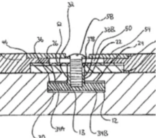 Figure 2.6 Cross section of a binding mounting system installed into a recreational board 