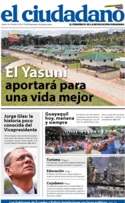 Figure 2. Frontpage Article Featuring Playas in State-Owned Newspaper, October 2013  Source: https://issuu.com/elciudadano_ec/docs/ec_143b 
