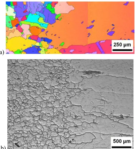 Fig. 5. The microstructure of the boundary area between the sections made at a layer thickness of 50 μm (left) and 100 μm (right) after SLM+HIP