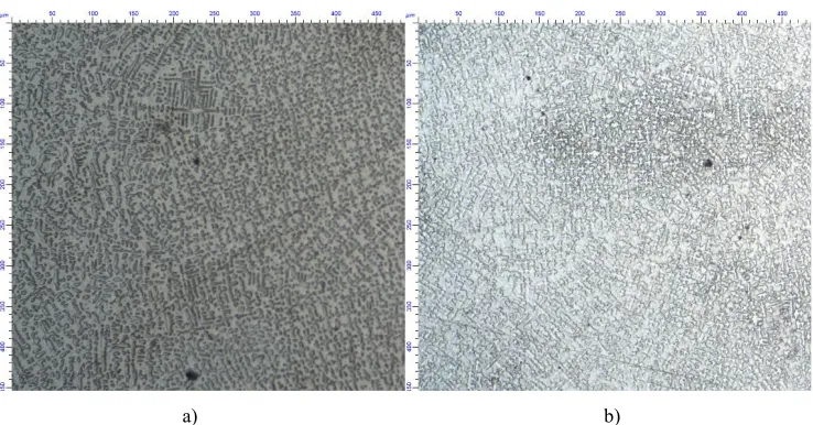 Fig. 2. The structure of samples obtained by weld deposition with and without vibrations in the zone of crystallization