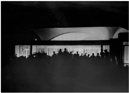 Figure 10: Visitor Center at the Wright Brothers National Memorial Historic Site, the night of  the first man on the moon landing, 1969 (Outer Banks History Center, Manteo, NC) 