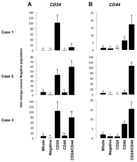 Figure  2.4  –  CD24/CD44  sorting  strategy  enriches  for  CD24-  and  CD44-positive  populations