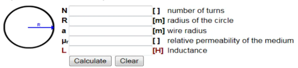 Figure	  16:	  Screenshot	  of	  Inductance	  Calculator	  Used	   	  