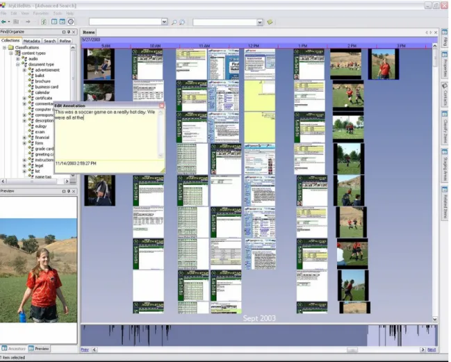 Figure 8.  Screenshot of MyLifeBits. 