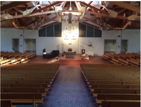 Figure 5: Confrontational seating at St. Francis   Photo by Deb Royals 