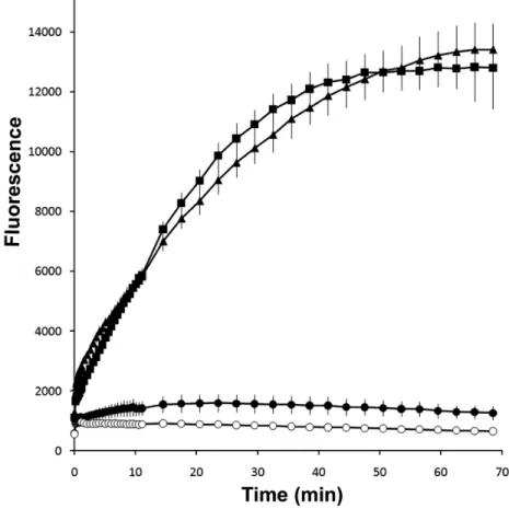 Figure  2.  SPLUNC1  is  not  a  protease  inhibitor.  The  trypsin-specific  fluorogenic  trypsin substrate Boc-Gln-Ala-Arg-MCA, emits fluorescence upon cleavage