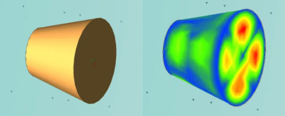 Figure 3: Truncated cone with TM 212 resonance, Q = 8.3 × 10 4 , 22.9 cm long, 15.9 cm diameter on the small end, 27.9 cm diameter on large end.