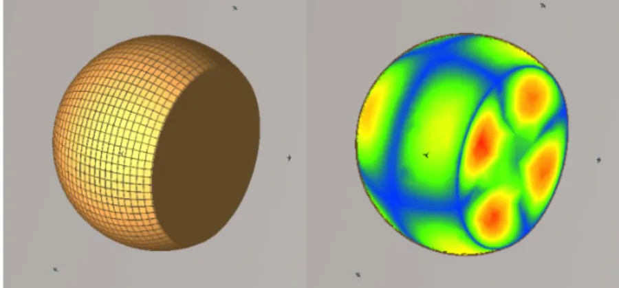 Figure 4: Partitioned spherical frustum with approximate TM 212 resonance, Q = 5.2 × 10 4 , 22.9 cm long, 15.9 cm smaller diameter, 27.9 cm diameter on large end.