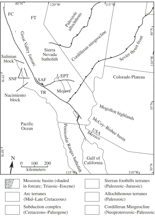 Figure 1. Regional geology of North Amer- Amer-ican Cordillera (modifed from Sharman et  al., 2015, and references therein)