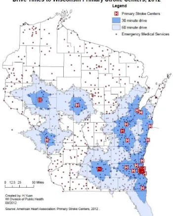 Figure 5: Drive times to Certified Stroke Centers in 2012 