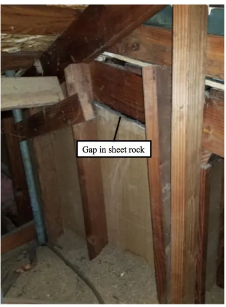 Figure 7 shows an example of a poorly constructed addition. In this home, an existing  detached garage was connected to the home and a bedroom was added behind the garage