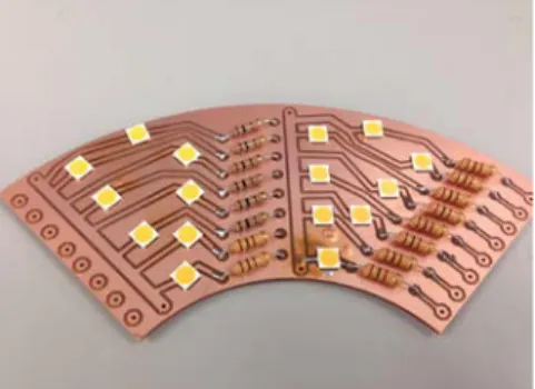 Figure 5: One quarter of the LED array showing two groups of eight LEDs 