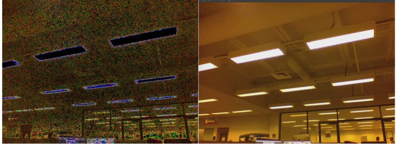 Figure 7: filtered image on the left, unfiltered image on the right 