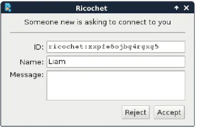 Figure 2: Contact request alert in Ricochet.
