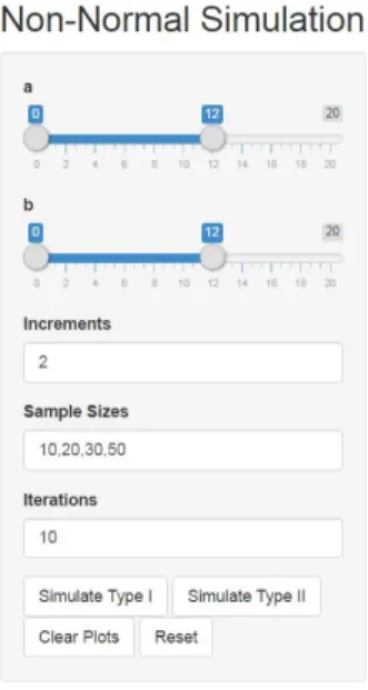 Figure 1:  ​Input for Shiny Application: Non-Normal Simulation 