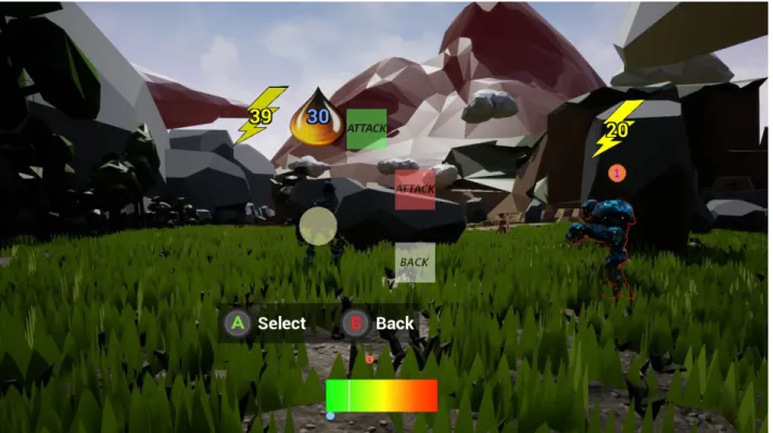 Figure 10: Battle gameplay showing the player choosing their attack 