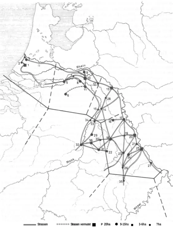 Fig. 21:  Wichtigste Strassenverbindungen in der Germania inferior (nach  Kunow     1988) 