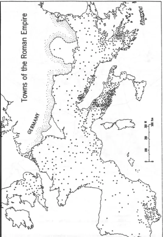 Fig. 23:  Towns of  the Roman Empire, from  P O U ND S  (1994) 